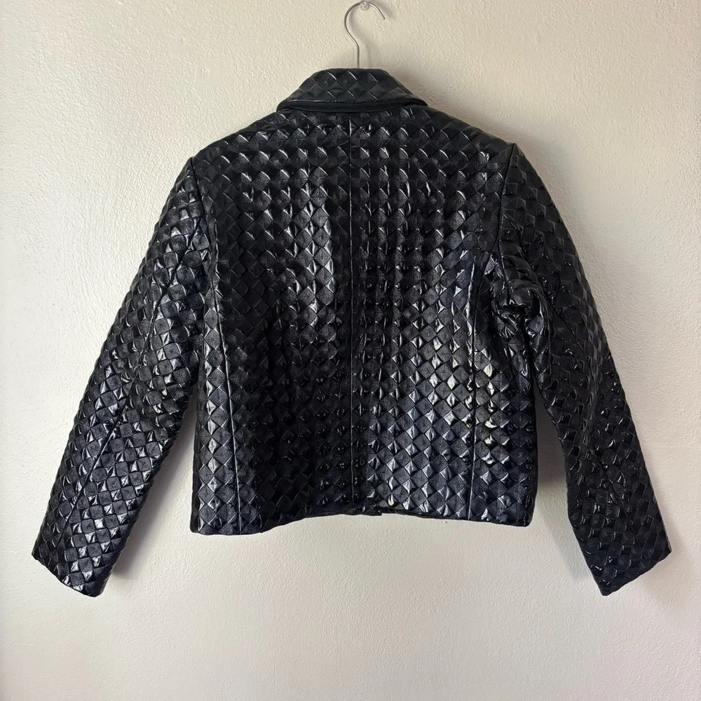 Pinko Leopardi Giacca Faux Leather Jacket Black Quilted Women’s Size US 4, IT 40